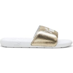 Puma Gold and White Slide Sandals